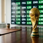 Tabela kursów bukmacherskich na zwycięzcę Mistrzostw Świata 2026 z flagami faworytów
