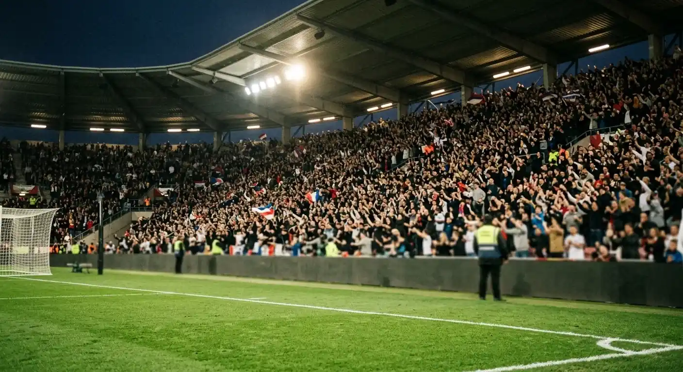 Kibice na trybunach stadionu po rozstrzygnięciu meczu fazy pucharowej Mistrzostw Świata 2026
